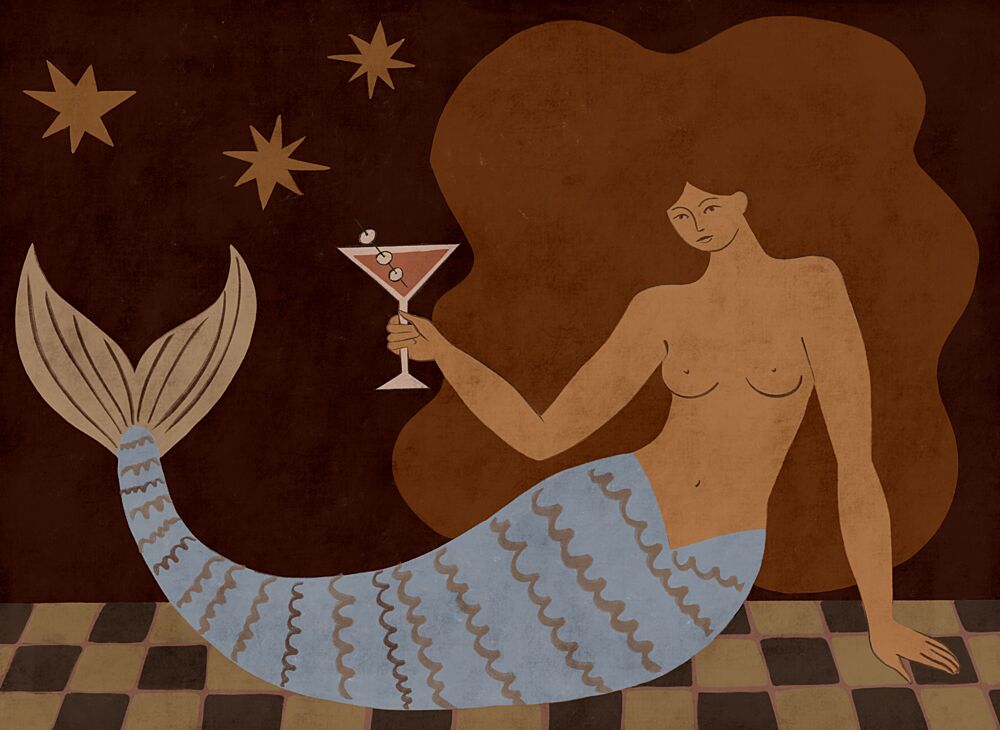 Glamorous Mermaid Martini art print by Las3curiosas for $57.95 CAD
