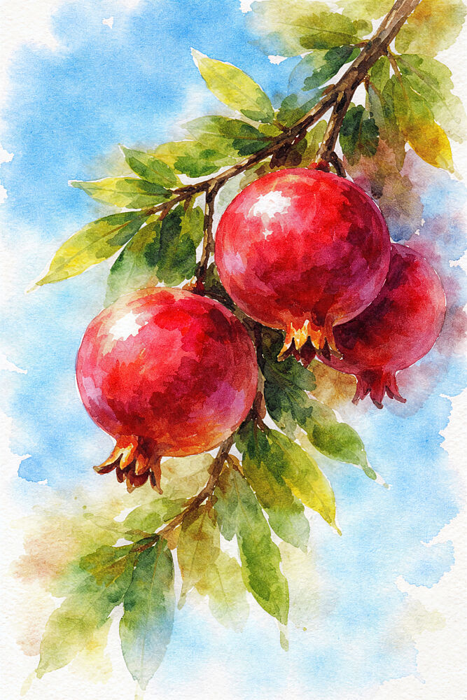Vibrant Pomegranates Painting art print by Natalie Bruns for $57.95 CAD