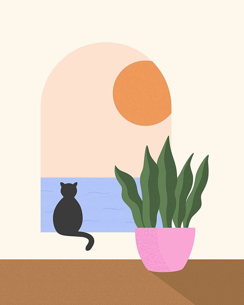 Cats Sunny Window View art print by Artprink for $57.95 CAD