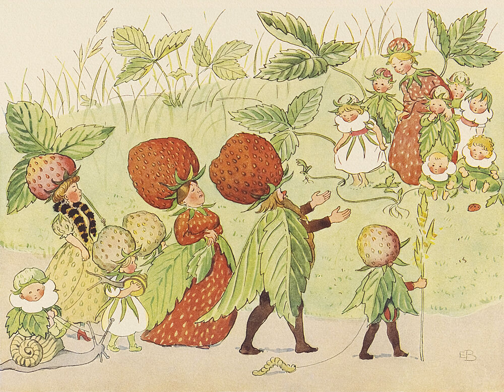 Lasse Liten I Tradgarden - Jordgubbsfamiljen art print by Elsa Beskow for $57.95 CAD