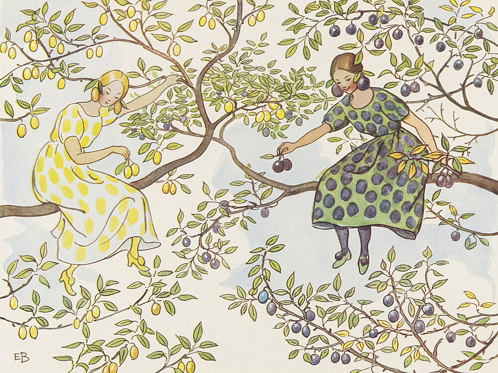 Froknarna Plommon art print by Elsa Beskow for $57.95 CAD