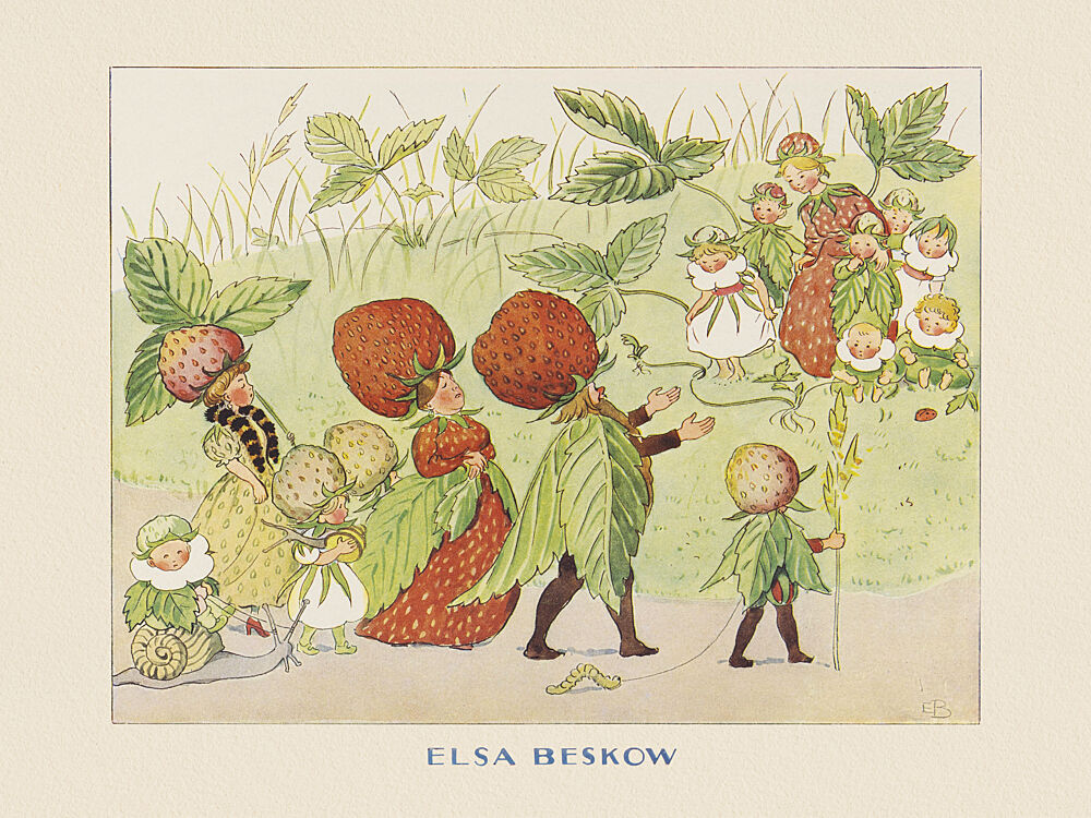 Lasse Liten I Tradgarden - Jordgubbsfamiljen art print by Elsa Beskow for $57.95 CAD