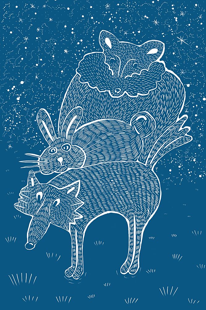 Starry Animal Stack art print by Mela Patterns for $57.95 CAD