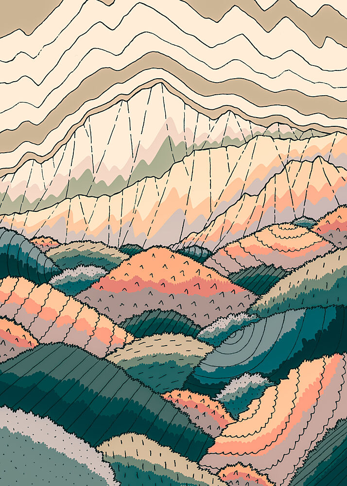 Vibrant Mountain Landscape art print by Stephen Wade for $57.95 CAD