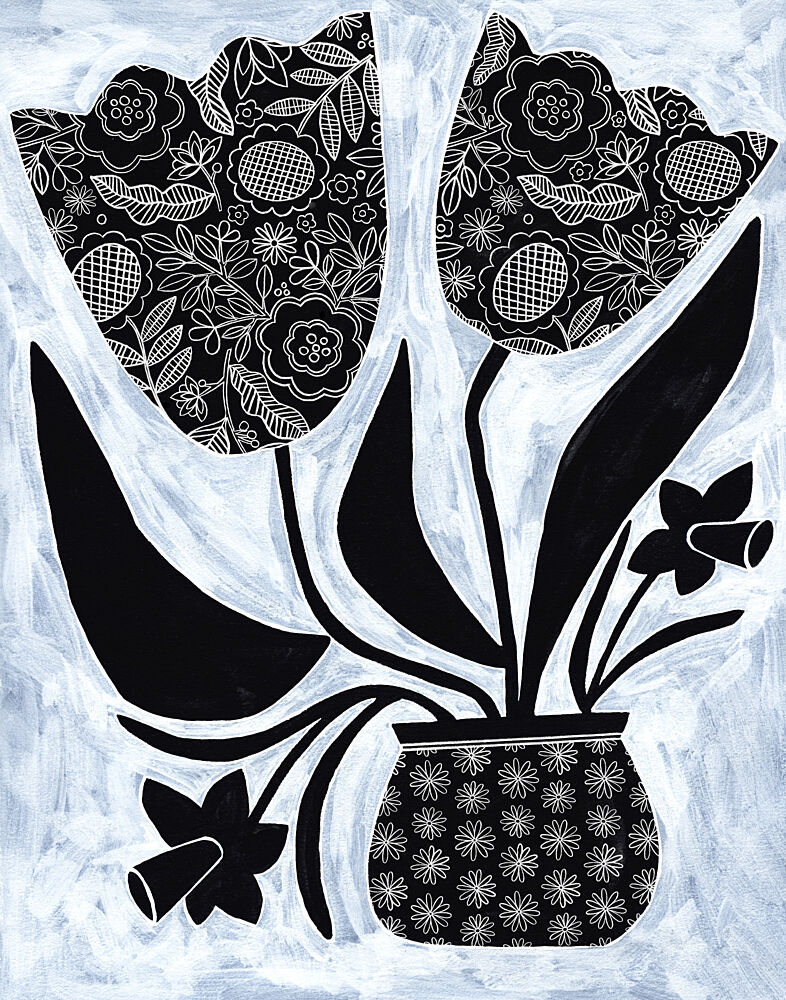 Patterned Folk Flowers art print by Susan Black for $57.95 CAD