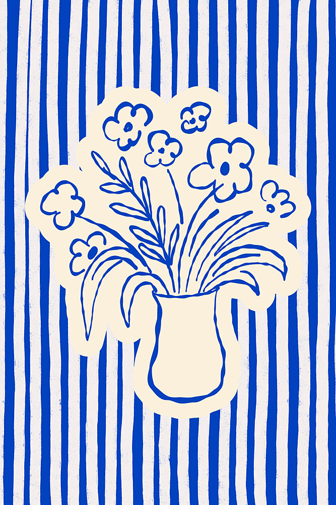 Blue Striped Floral Vase art print by Treechild for $57.95 CAD