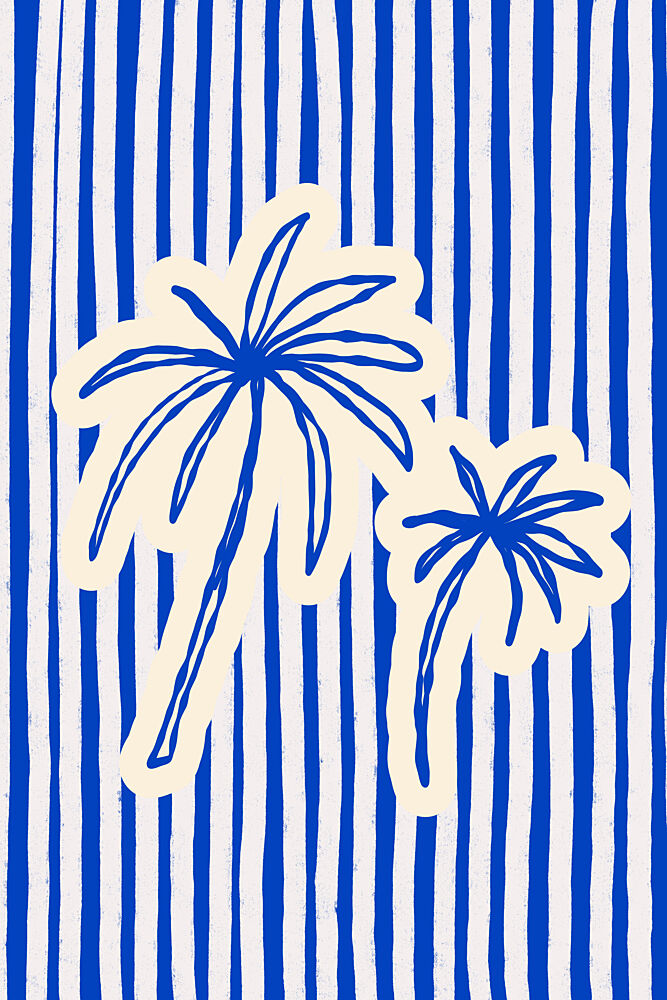 Blue Striped Palms art print by Treechild for $57.95 CAD