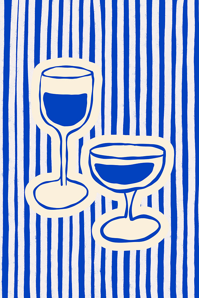 Blue Striped Happy Hour art print by Treechild for $57.95 CAD
