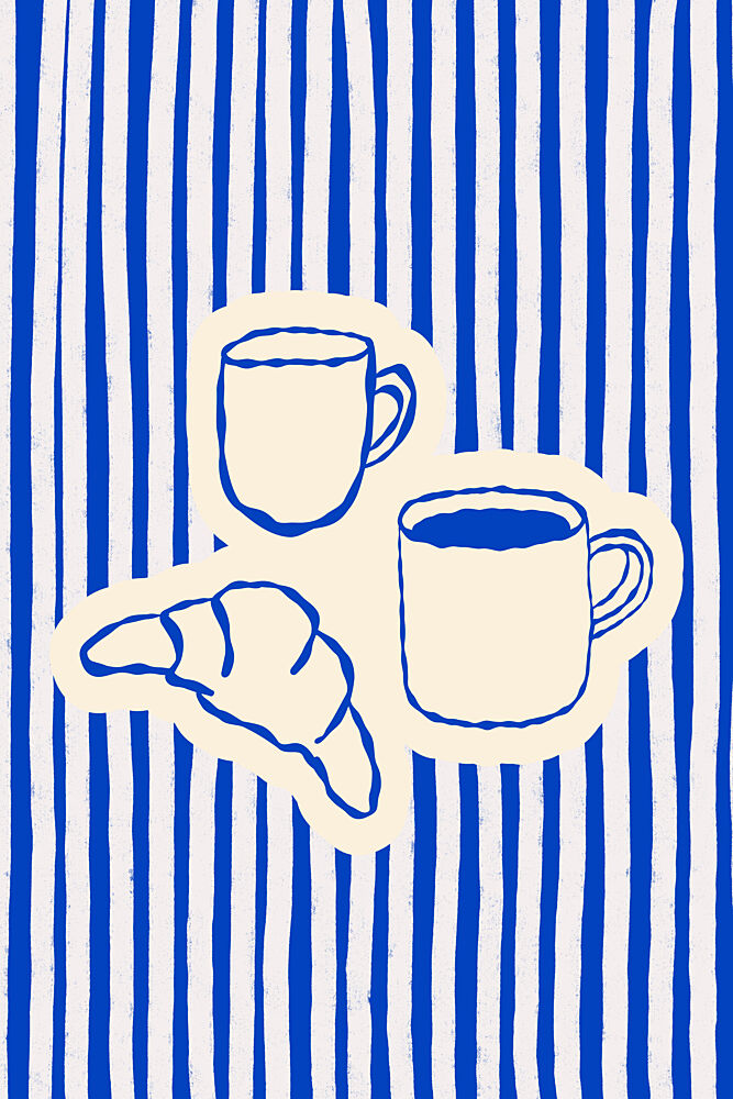 Blue Stripe Breakfast art print by Treechild for $57.95 CAD