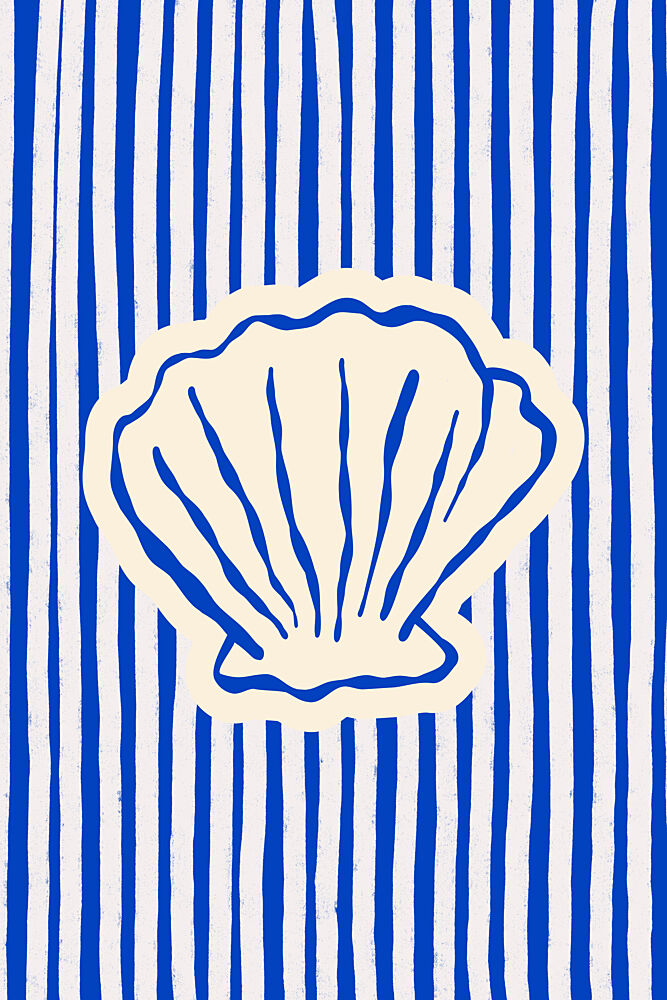 Blue Striped Seashell art print by Treechild for $57.95 CAD