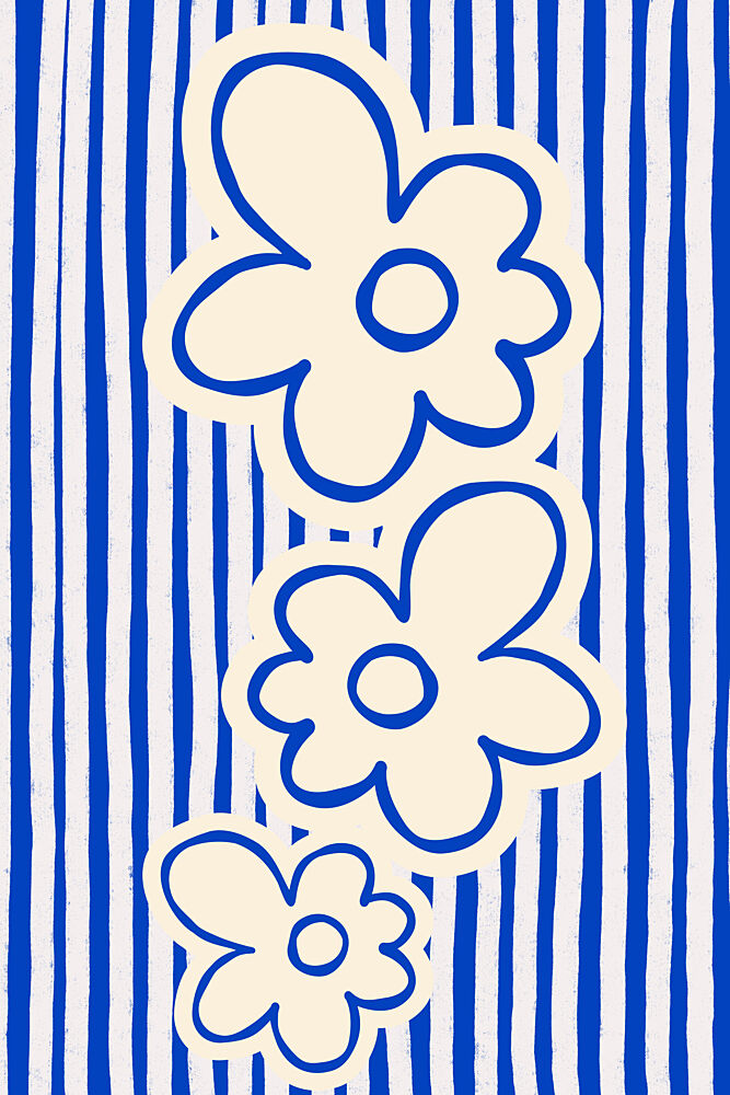 Blue Striped Flowers art print by Treechild for $57.95 CAD