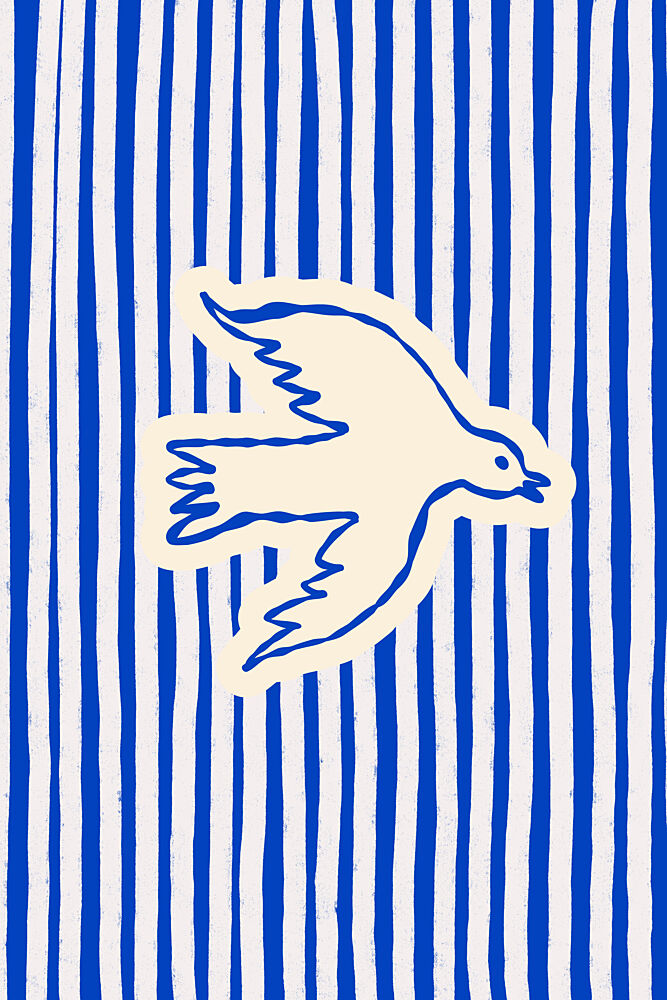 White Bird Blue Stripes art print by Treechild for $57.95 CAD