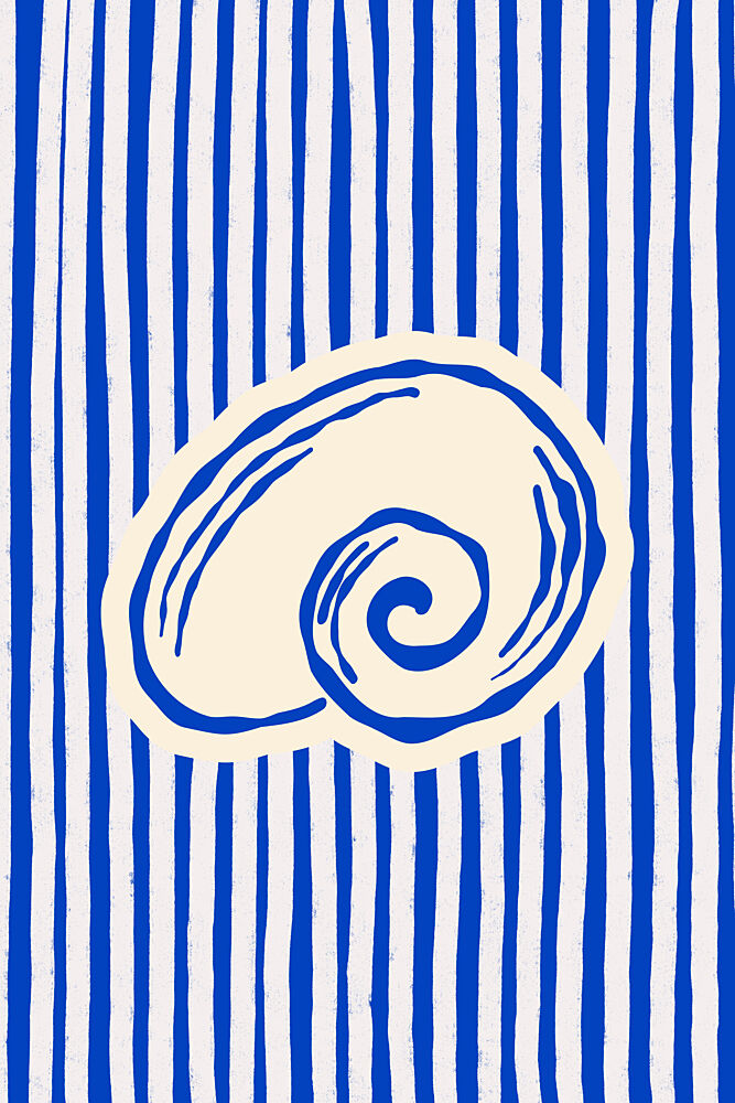 Blue Striped Shell art print by Treechild for $57.95 CAD