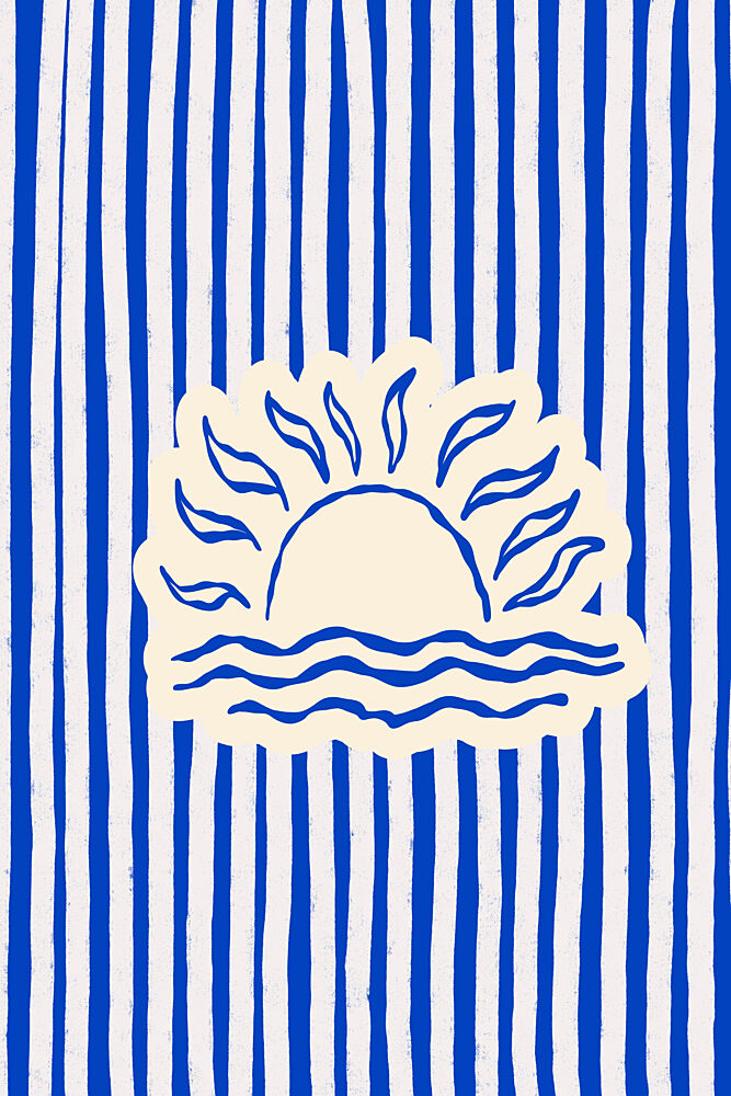 Blue Striped Ocean Sun art print by Treechild for $57.95 CAD