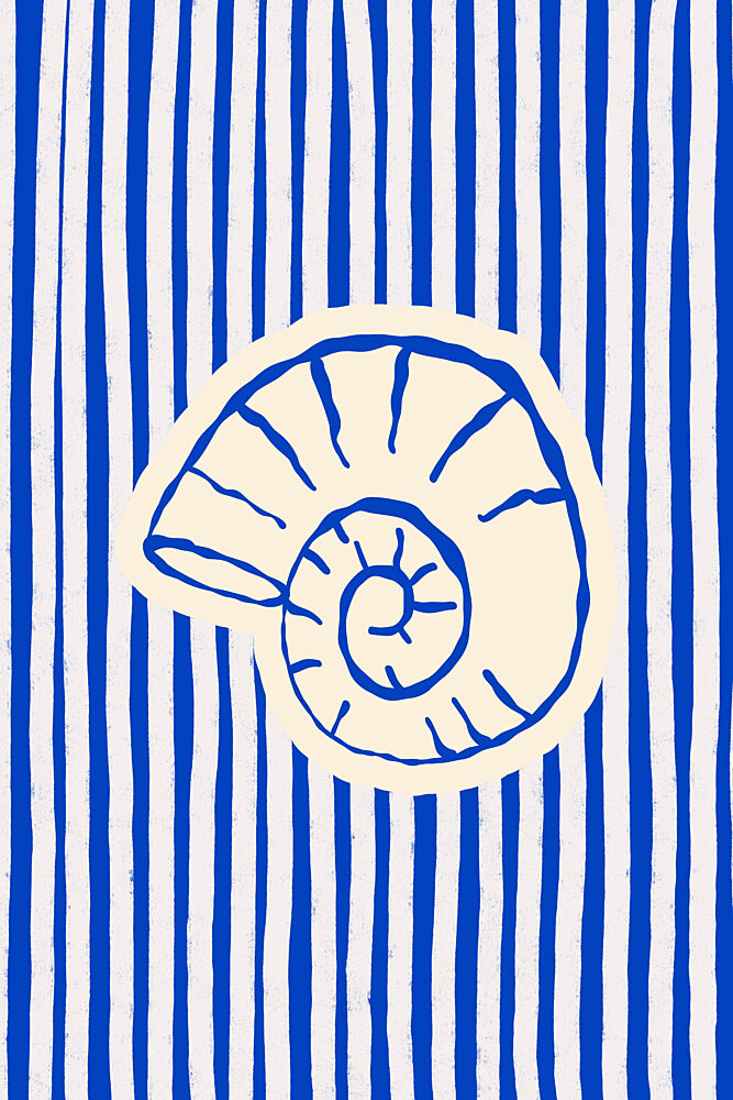 Blue Striped Nautilus art print by Treechild for $57.95 CAD