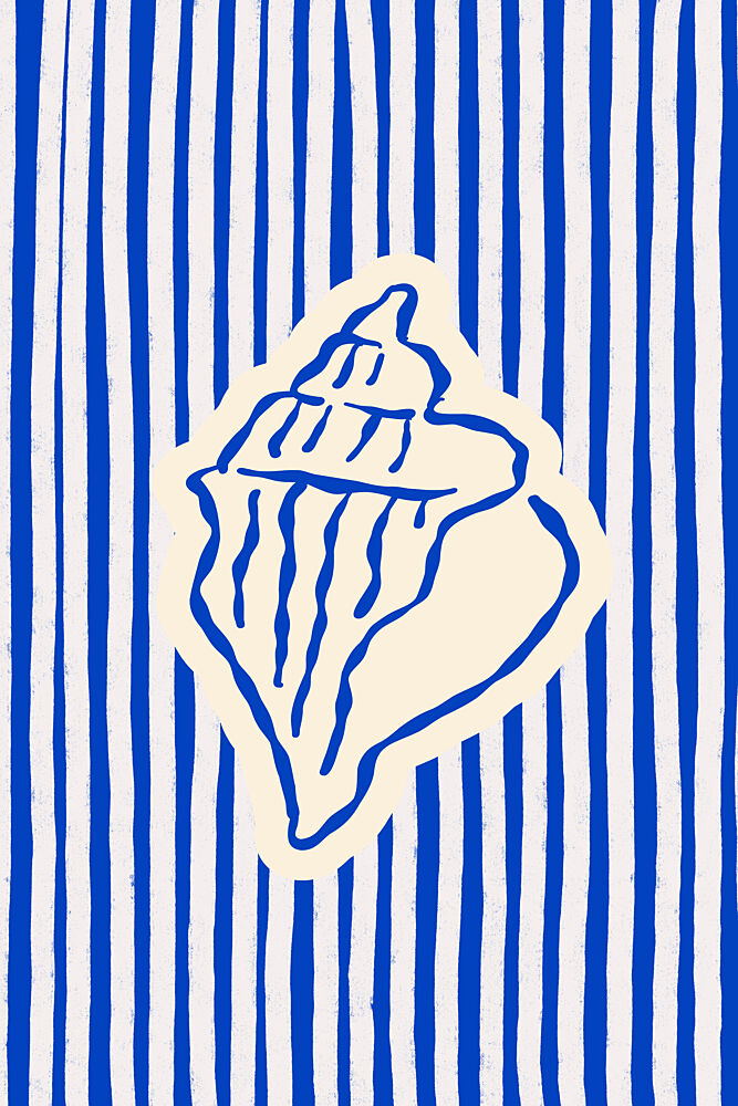 Nautical Striped Shell art print by Treechild for $57.95 CAD