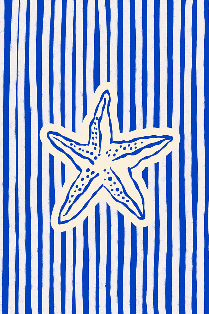 Blue Striped Starfish art print by Treechild for $57.95 CAD