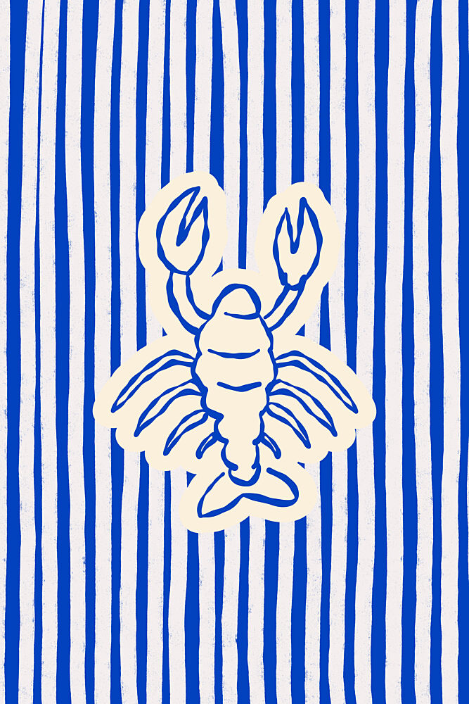 Blue Striped Lobster art print by Treechild for $57.95 CAD