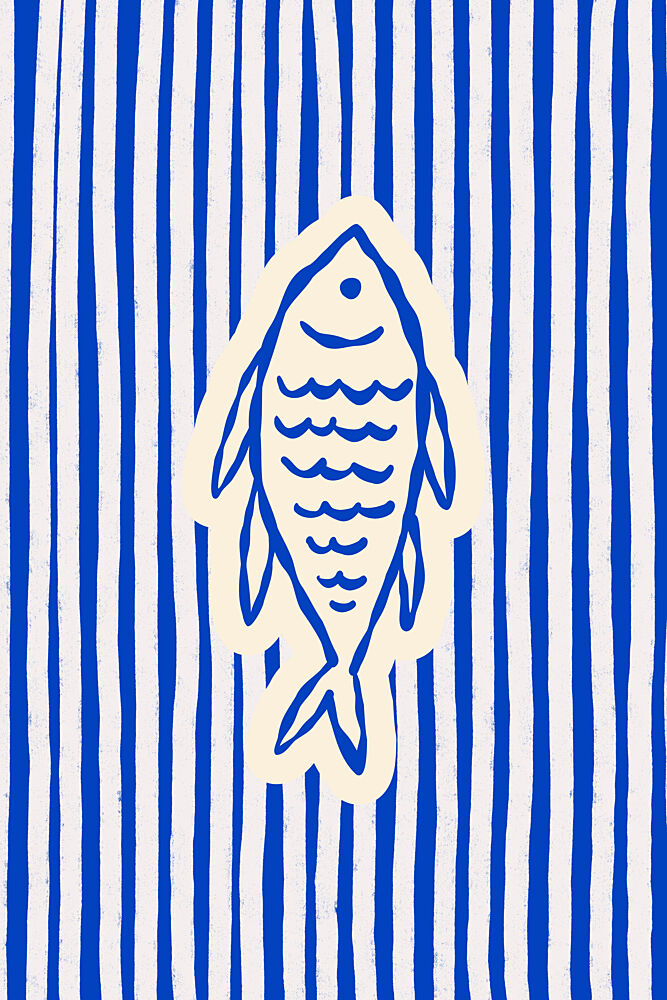 Striped Blue Fish art print by Treechild for $57.95 CAD