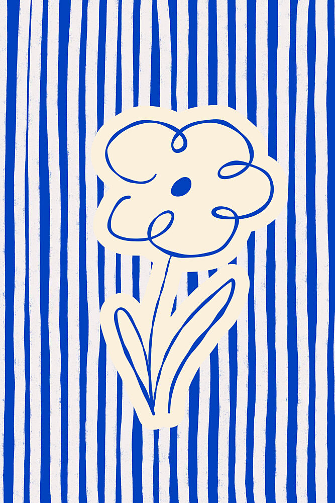 Blue Striped Flower art print by Treechild for $57.95 CAD