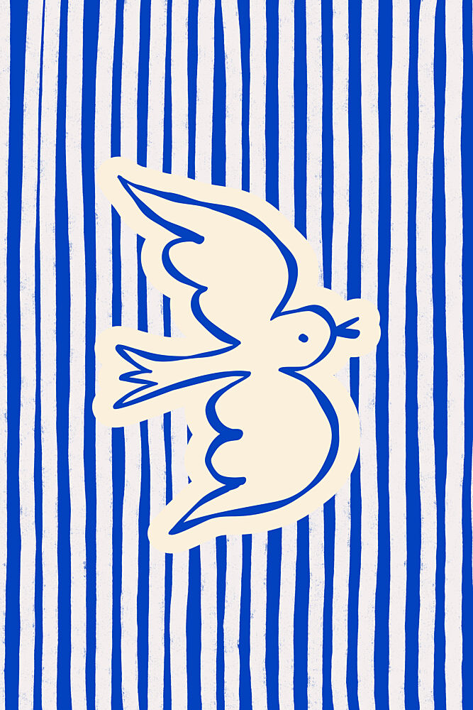 Flying Blue Striped Dove art print by Treechild for $57.95 CAD