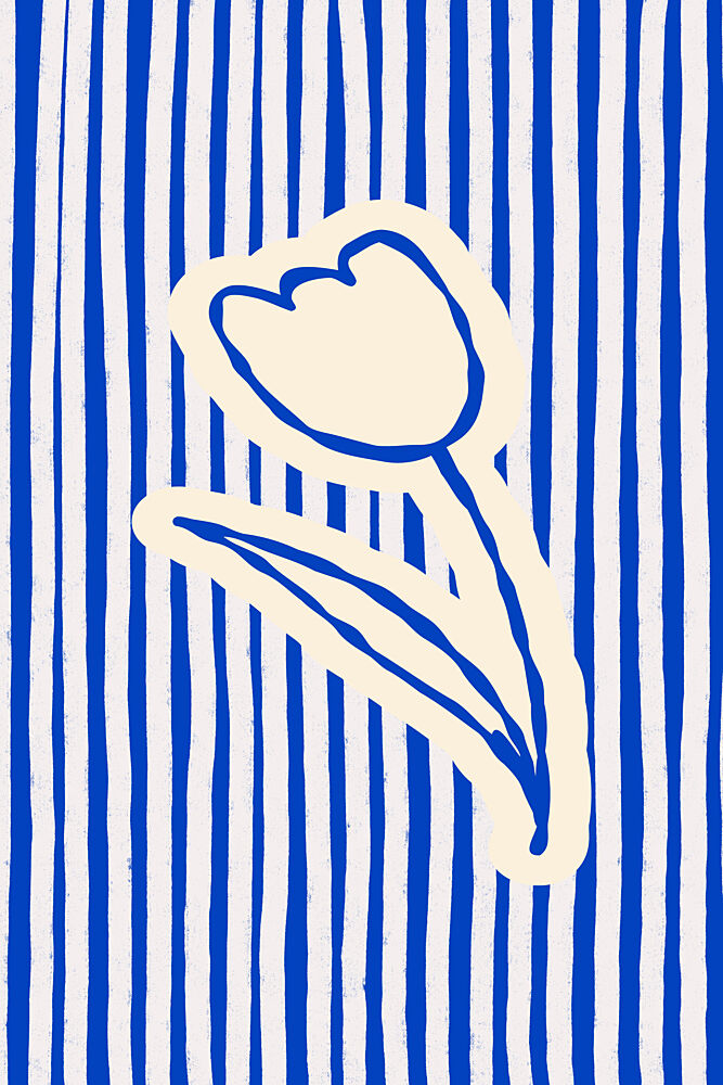 Blue Striped Tulip art print by Treechild for $57.95 CAD