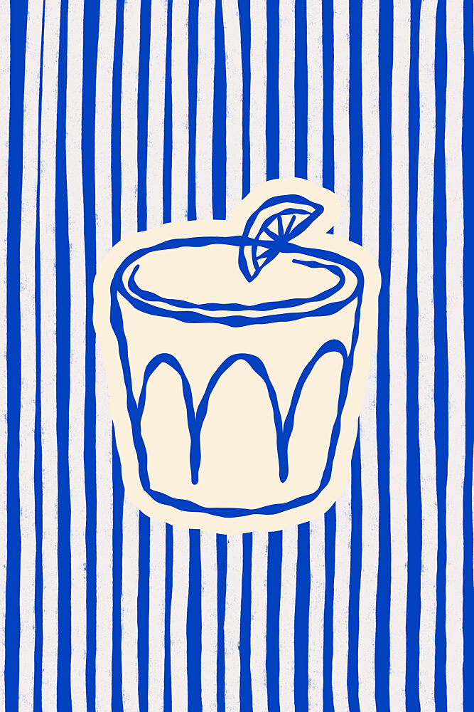 Blue Stripes Summer Drink art print by Treechild for $57.95 CAD