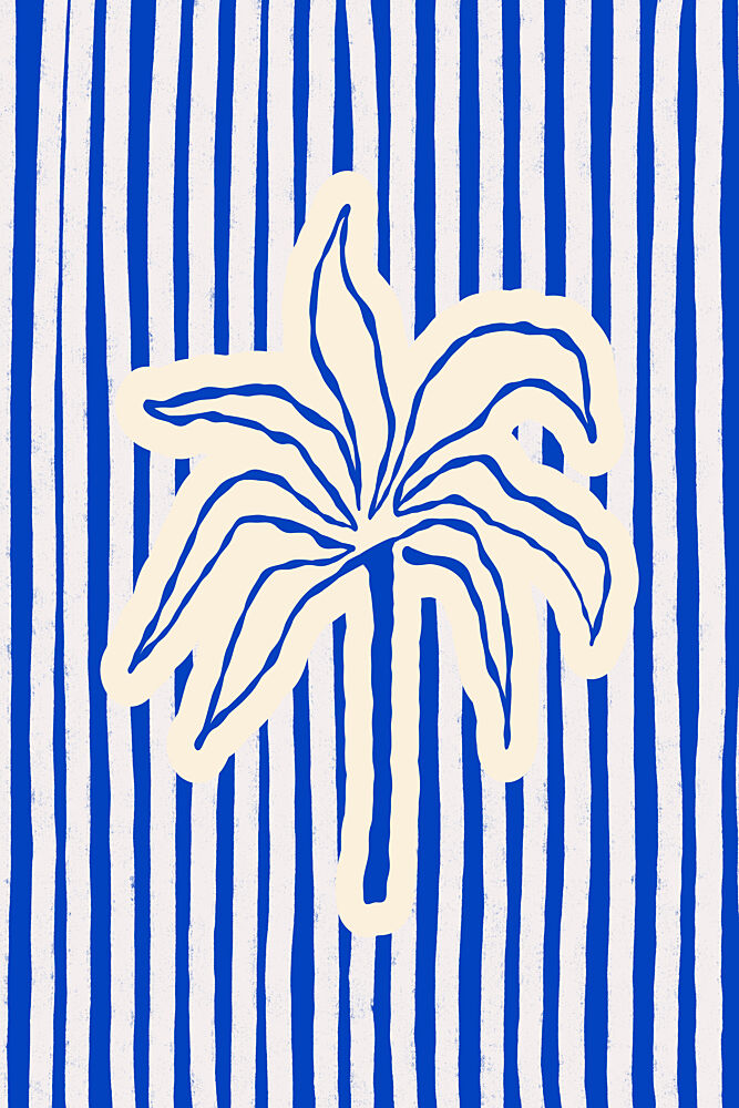 Blue Striped Palm art print by Treechild for $57.95 CAD