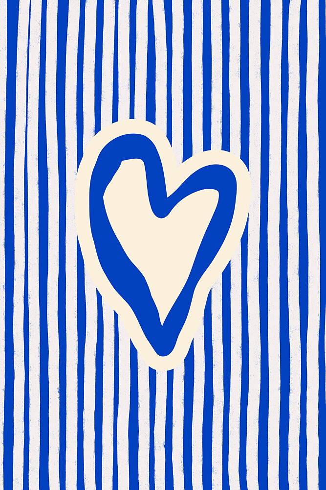 Blue Heart on Stripes art print by Treechild for $57.95 CAD