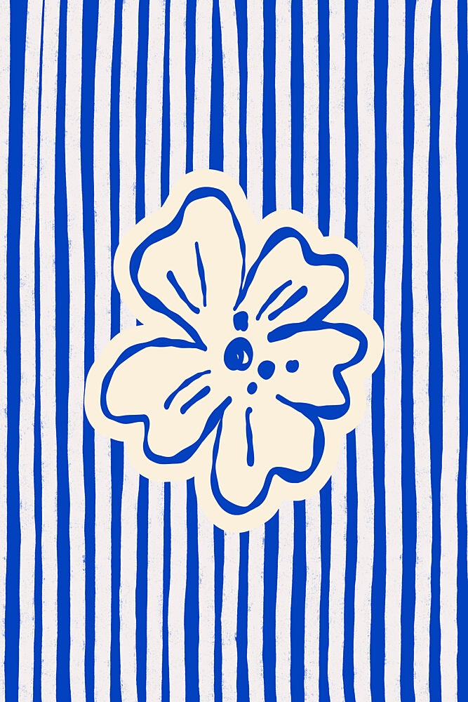 Classic Blue Striped Flower art print by Treechild for $57.95 CAD