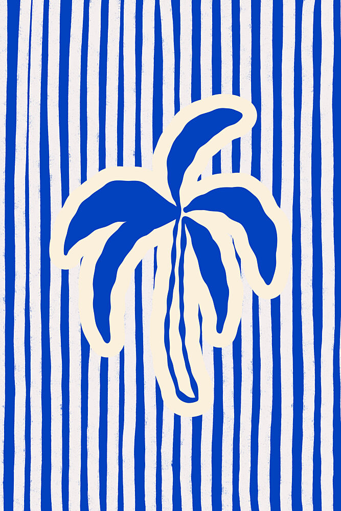 Blue Striped Banana art print by Treechild for $57.95 CAD