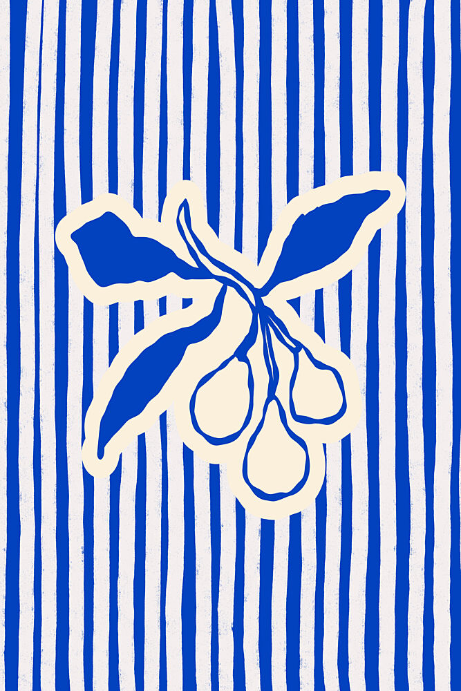 Blue Striped Fruit Branch art print by Treechild for $57.95 CAD