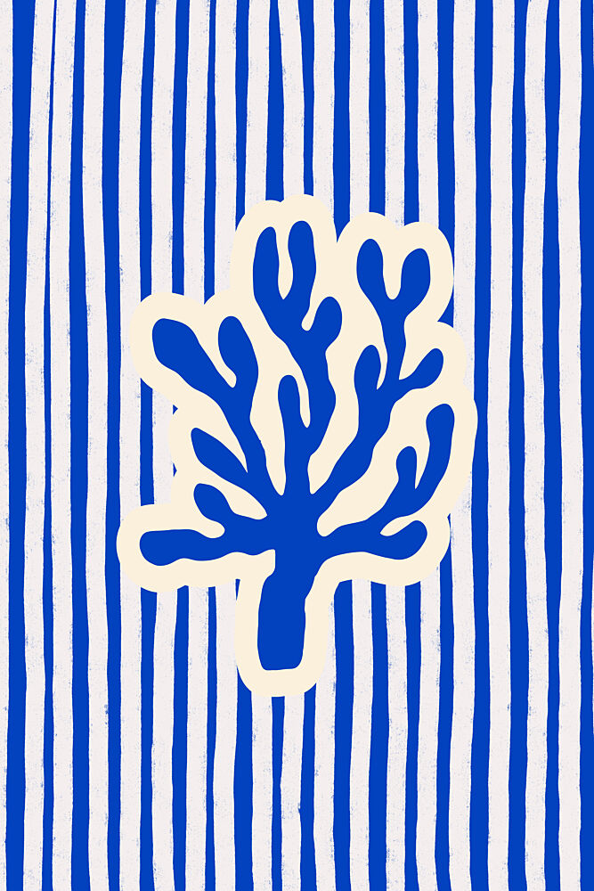 Blue Striped Coral art print by Treechild for $57.95 CAD