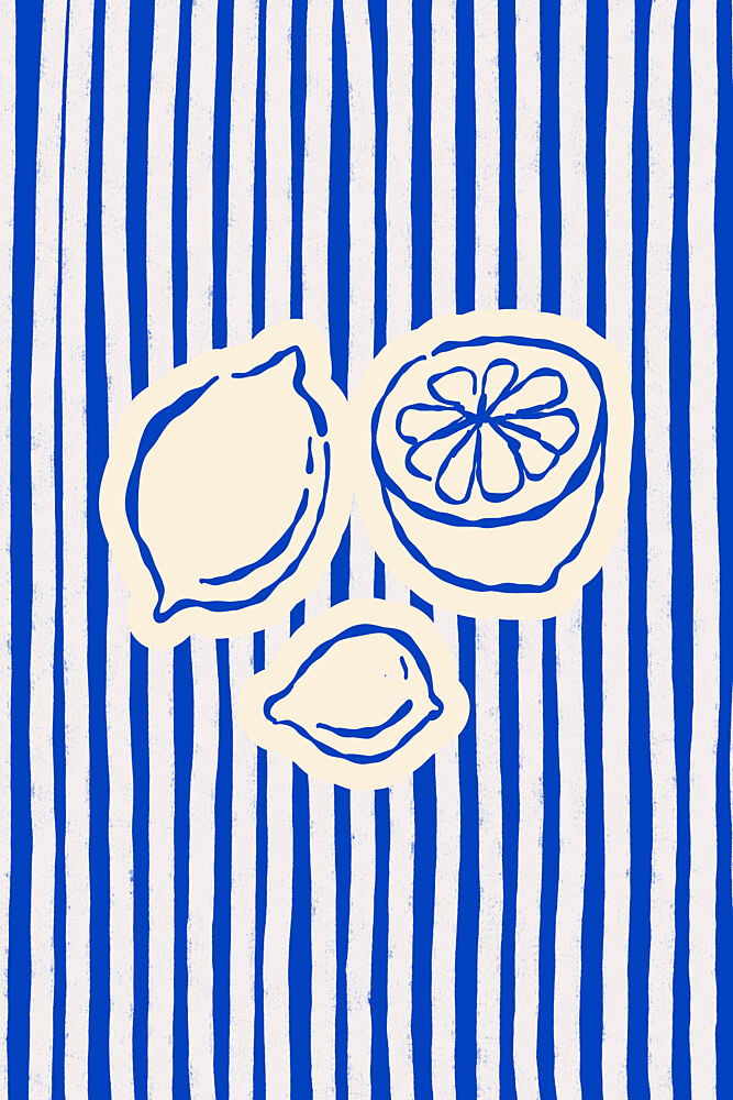 Blue Striped Lemons art print by Treechild for $57.95 CAD
