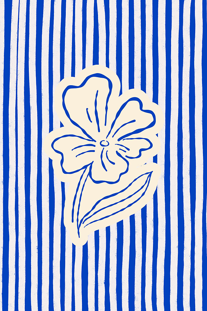 Blue Striped Flower art print by Treechild for $57.95 CAD