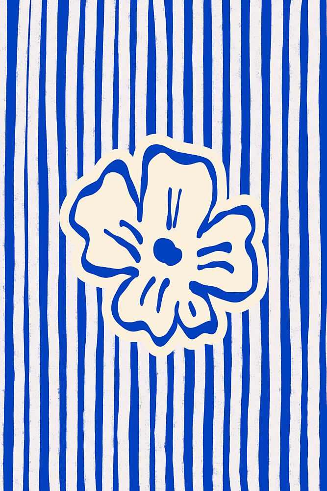 Bold Blue Flower Stripes art print by Treechild for $57.95 CAD