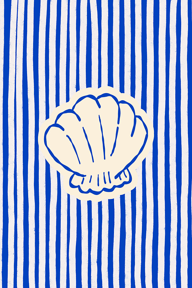 Blue Striped Seashell art print by Treechild for $57.95 CAD