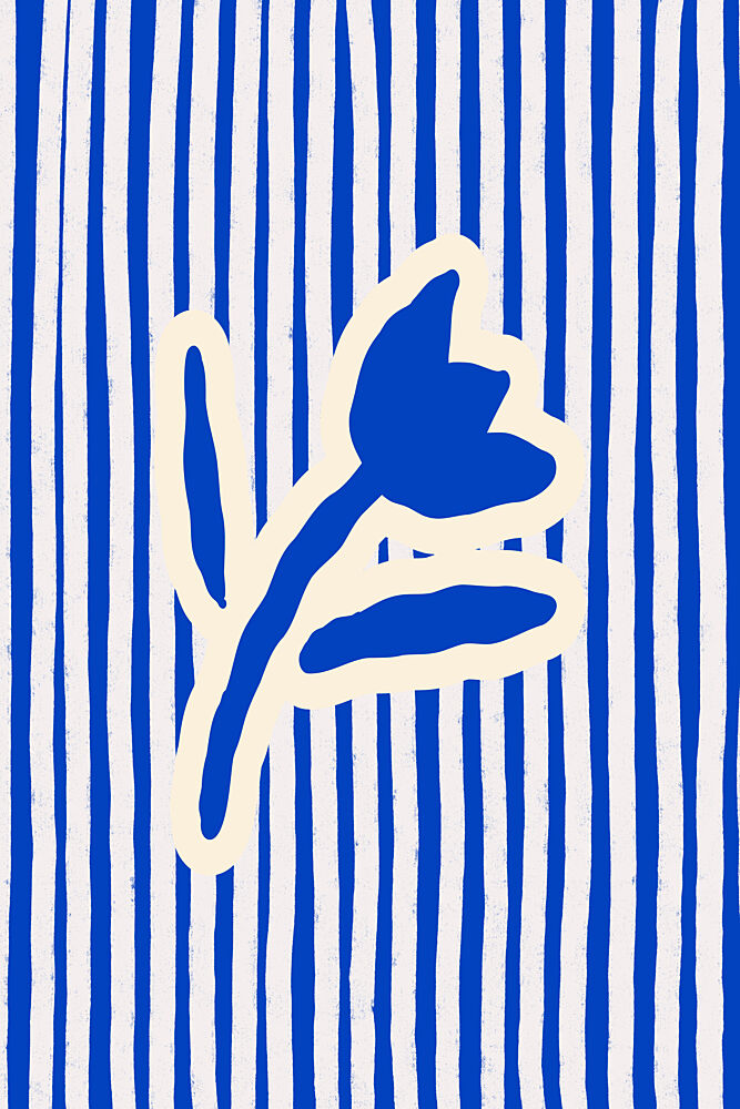 Blue Floral Stripes art print by Treechild for $57.95 CAD