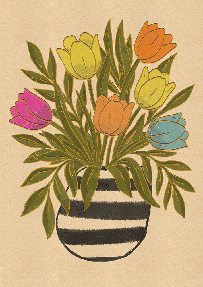Colorful Tulips in Vase art print by Nicholas for $57.95 CAD