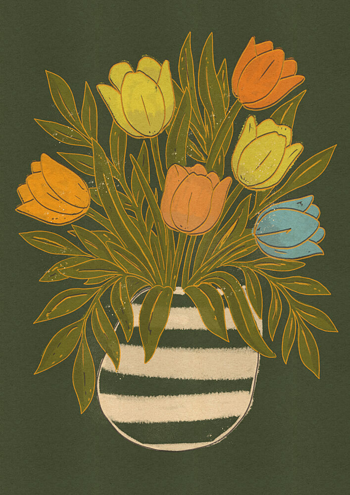 Colorful Tulips in Vase art print by Nicholas for $57.95 CAD