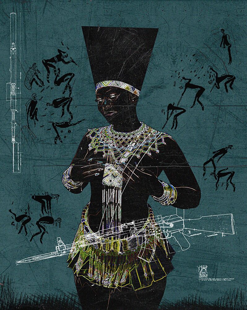 African Queen with Weapons art print by Mathabela Madiela for $57.95 CAD