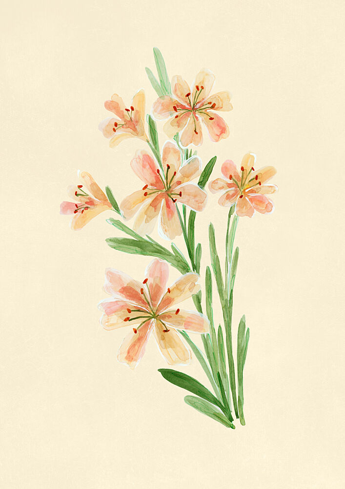 Peach Watercolor Flowers art print by Rosana Laiz Blursbyai for $57.95 CAD