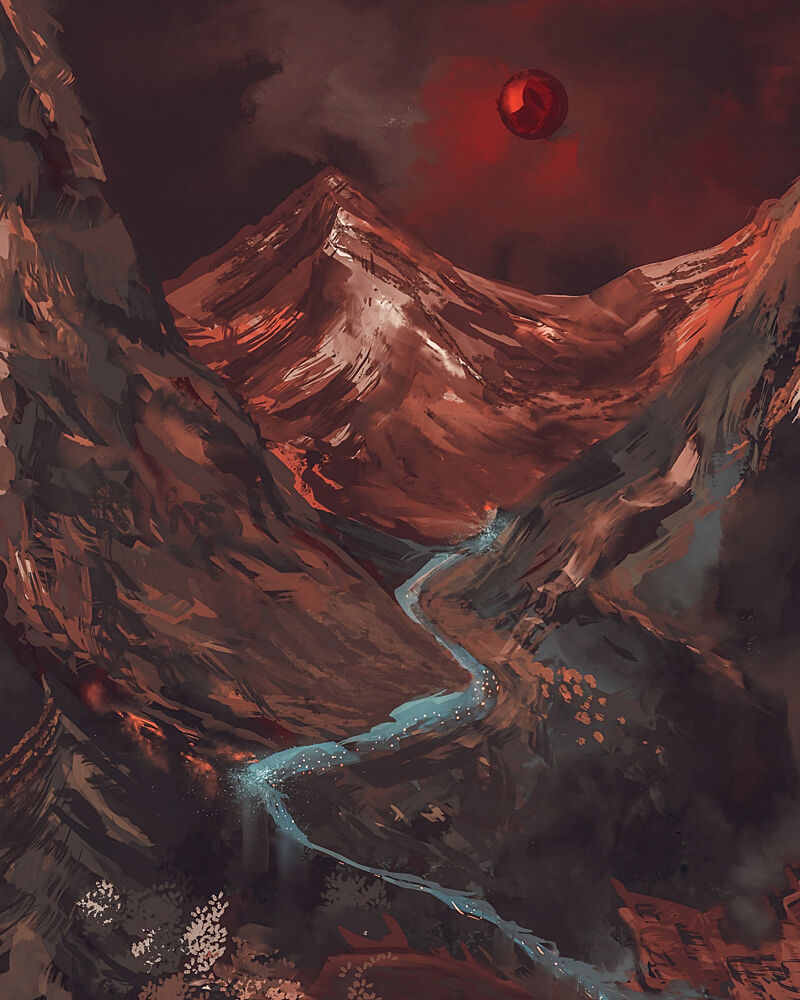 Red Moon River Valley art print by Josie George for $57.95 CAD