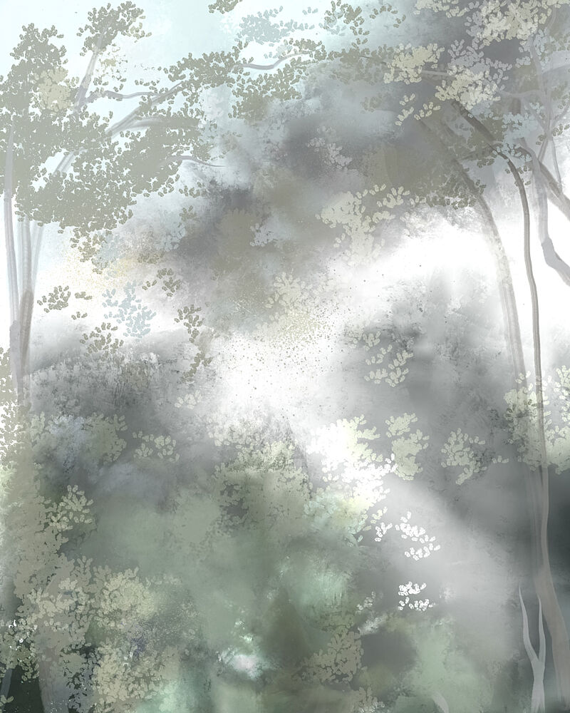 Sunbeams Through Forest Mist art print by Josie George for $57.95 CAD