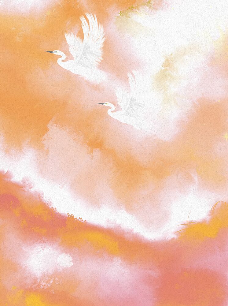 Egrets in Dreamy Sky art print by Josie George for $57.95 CAD
