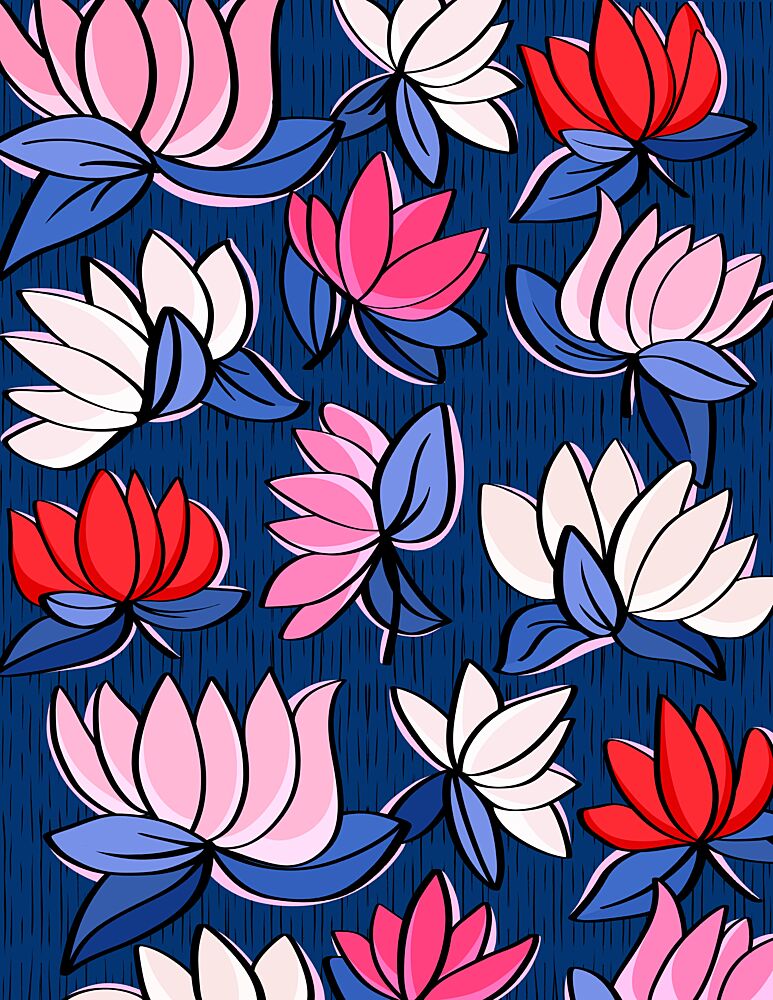 Vibrant Lotus Blooms art print by Kristian Gallagher for $57.95 CAD