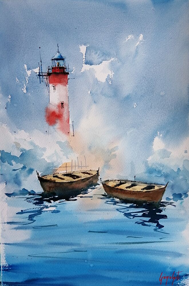 Serene Lighthouse Waters art print by Giorgio Gosti for $57.95 CAD