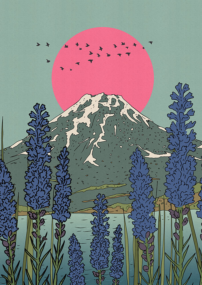 Mount Fuji Lavender Dawn art print by Nicholas for $57.95 CAD