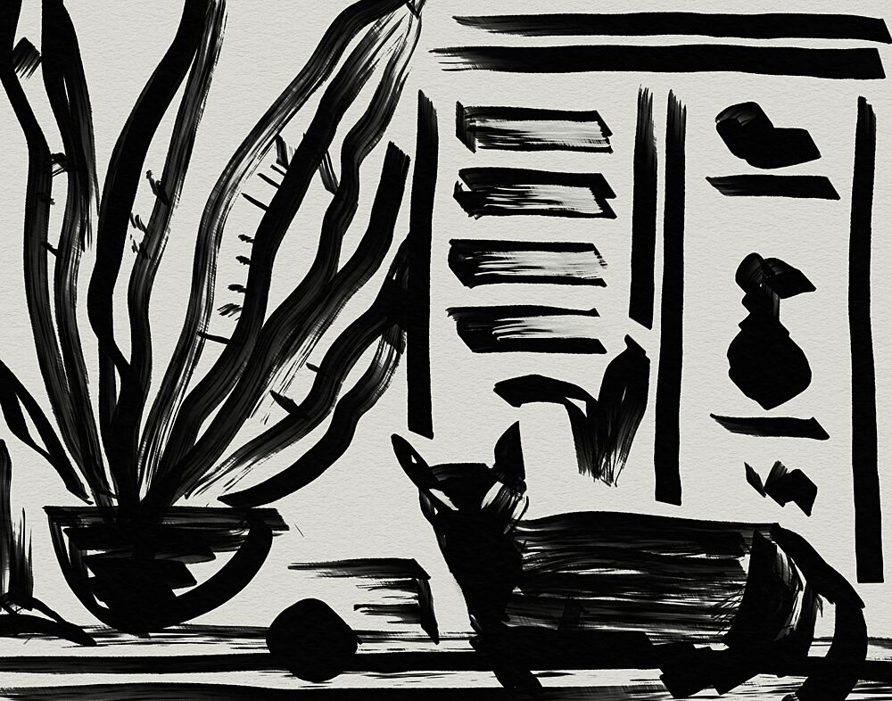 Abstract Black Cat Plant art print by Josie George for $57.95 CAD