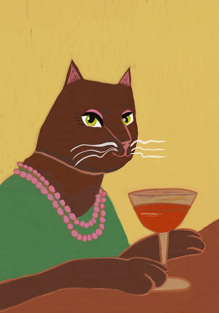 Red Wine Drinking Cat at Bar art print by Sharyn Bursic for $57.95 CAD